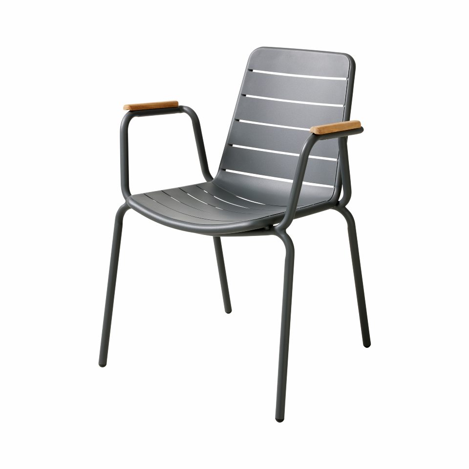 Parc Sessel mit Armlehne, Aluminium/Teak, anthrazit