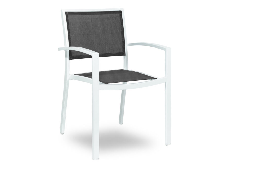 Medi Tex 753 Sessel mit Armlehne, Aluminium/Textilene, weiss