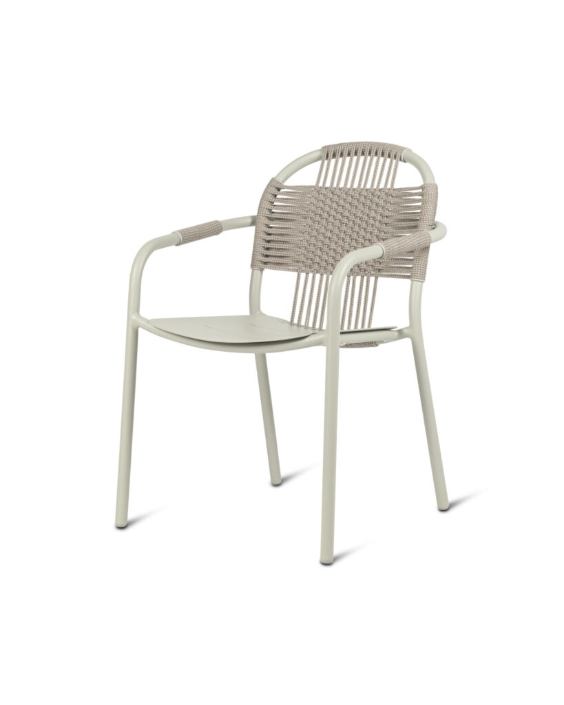 Cleo 205 Sessel mit Armlehne, Aluminium/Kordel, diverse Farben