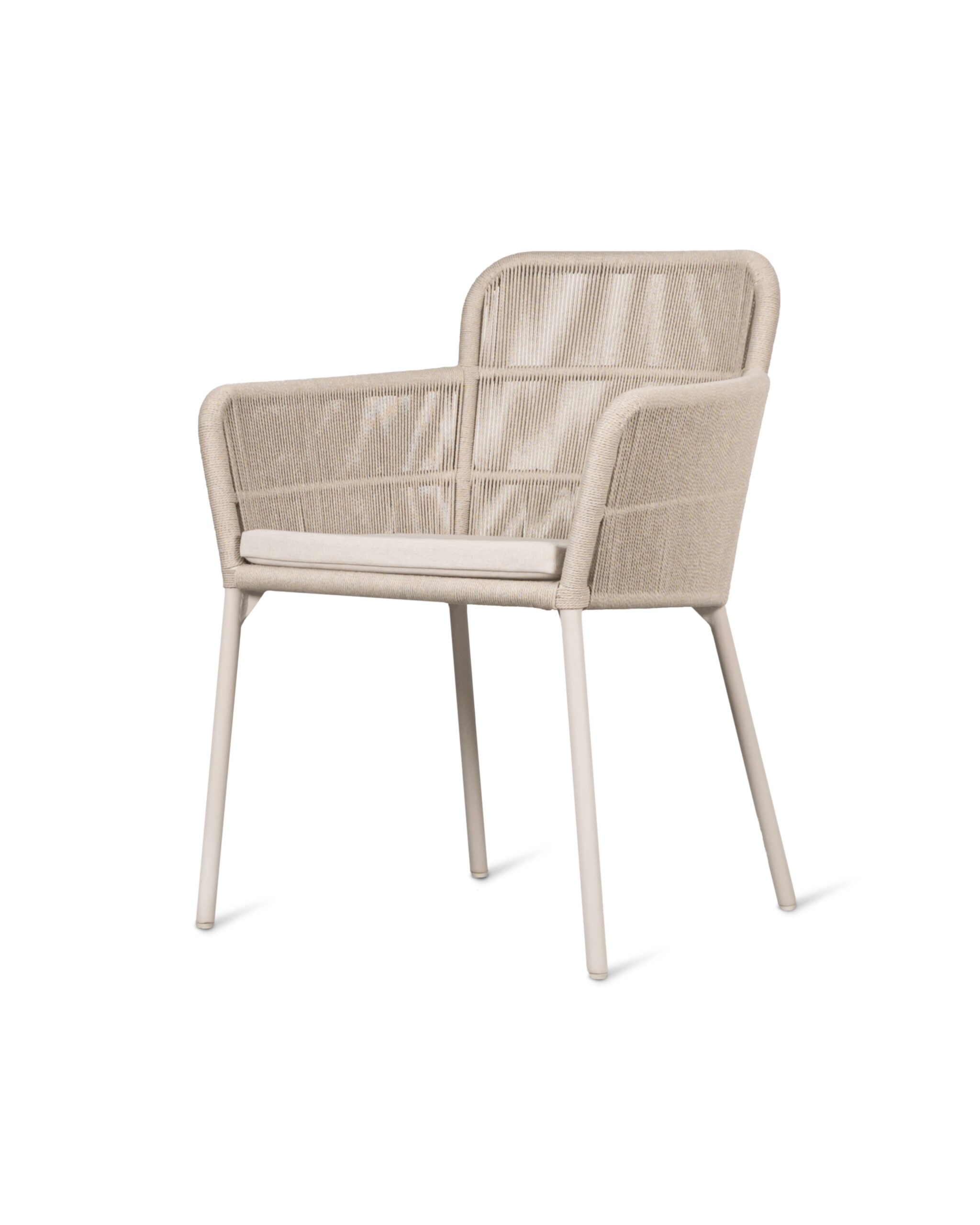 Akari Sessel mit Armlehne, Aluminium/Kordel, dune white