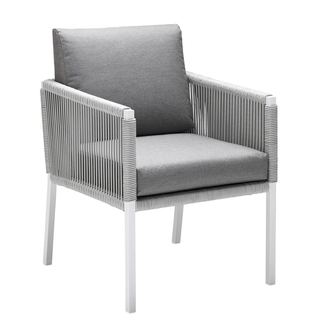 Club Dining Sessel mit Armlehne, white/grey, Alu