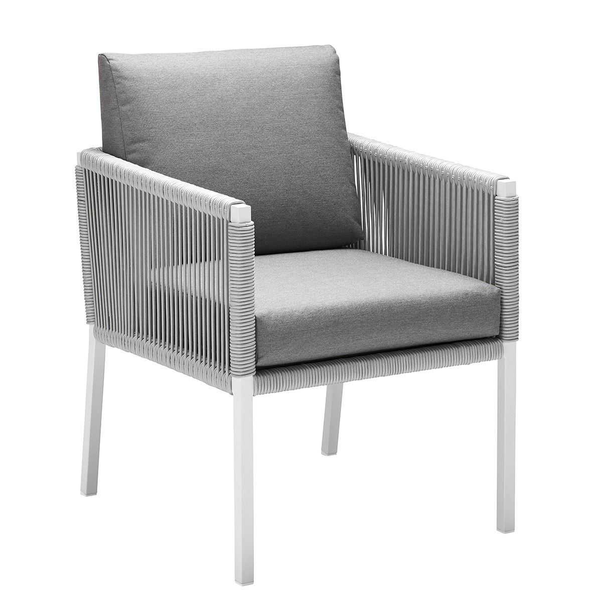 Club Dining Sessel mit Armlehne, white/grey, Alu
