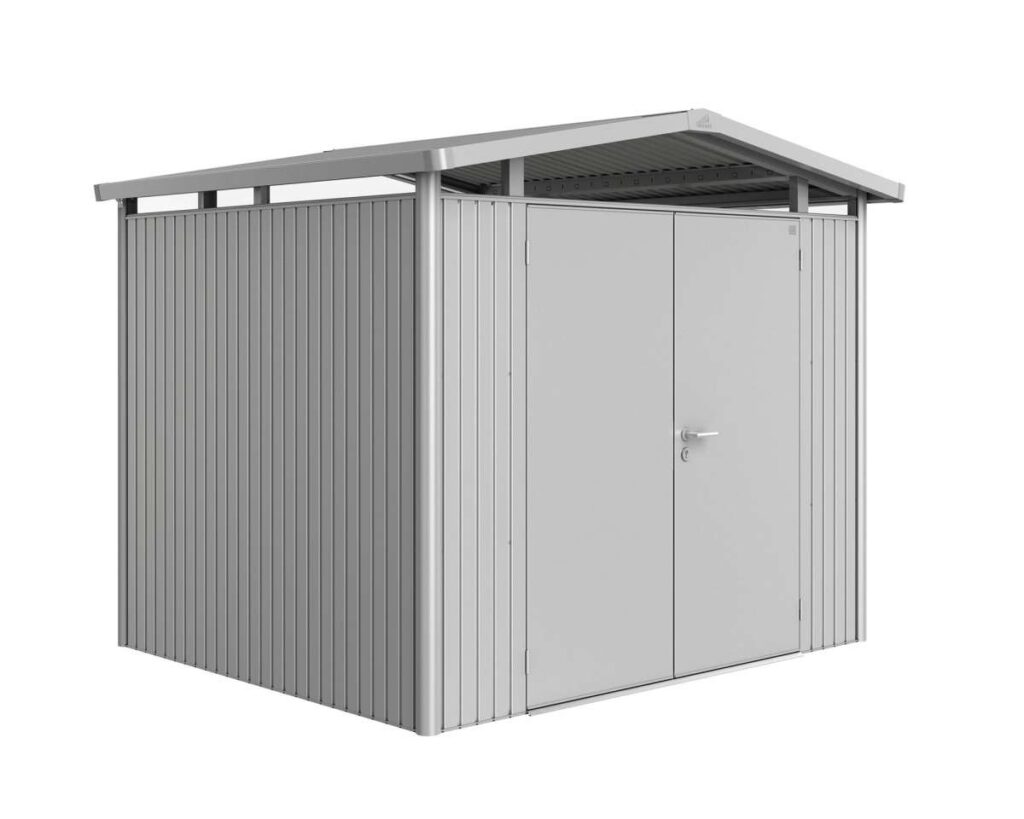 Biohort Gerätehaus Panorama® P3 Doppeltüre silber-metallic