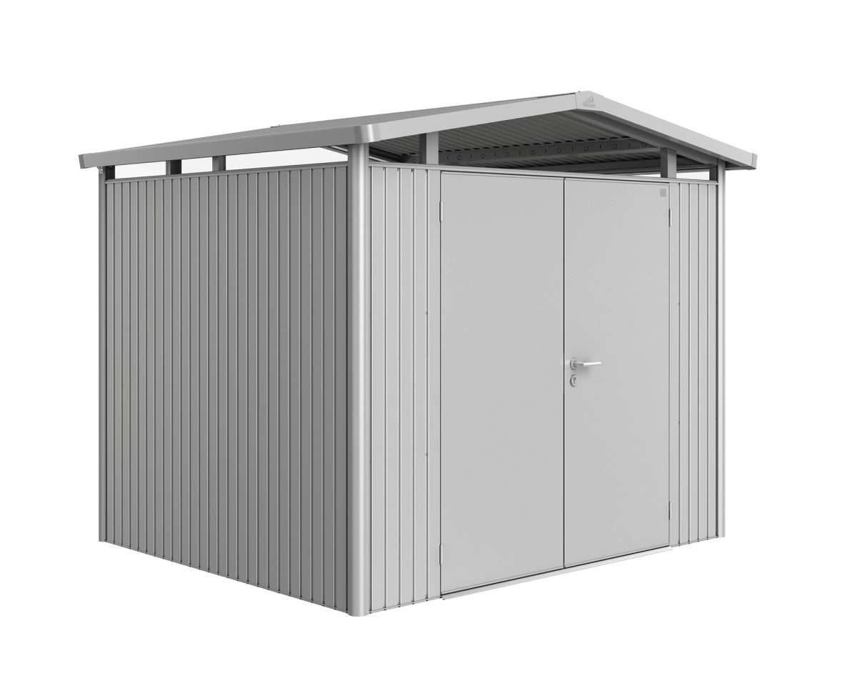 Biohort Gerätehaus Panorama® P3 Doppeltüre silber-metallic