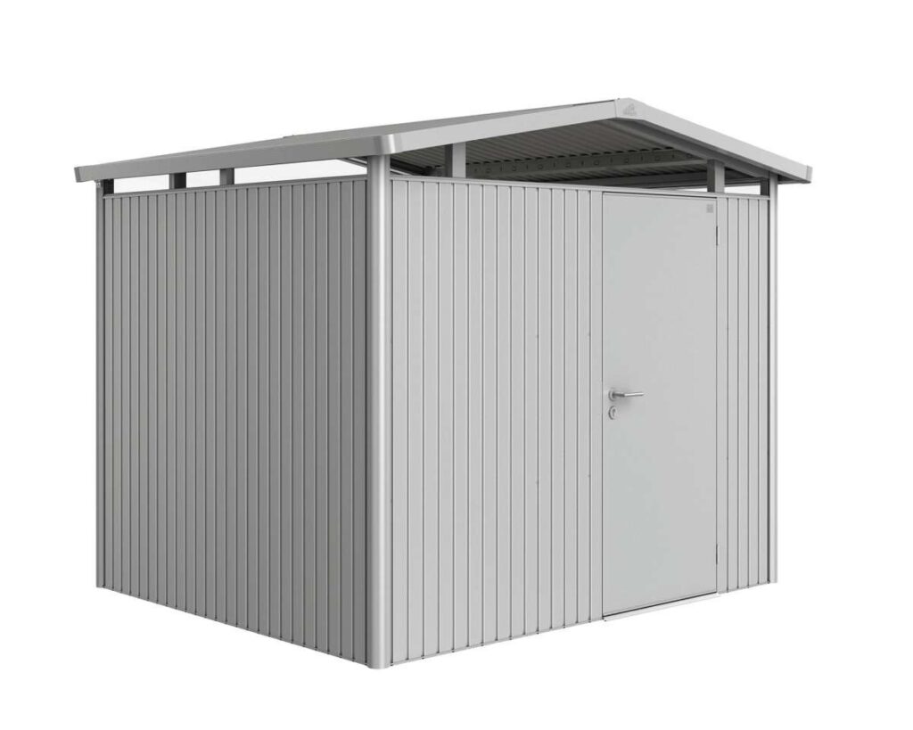 Biohort Gerätehaus Panorama® P3 Standardtüre silber-metallic