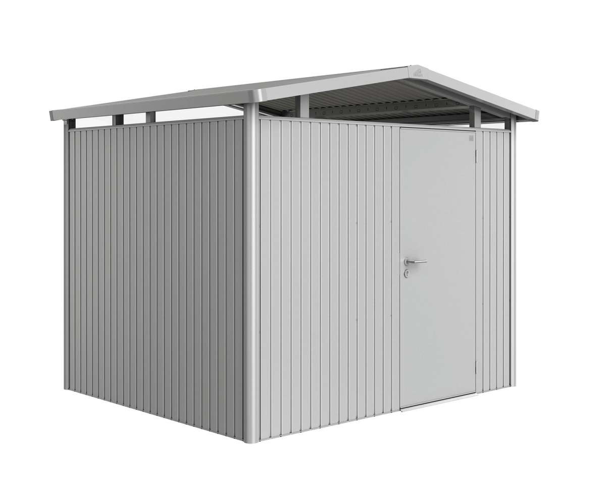 Biohort Gerätehaus Panorama® P3 Standardtüre silber-metallic