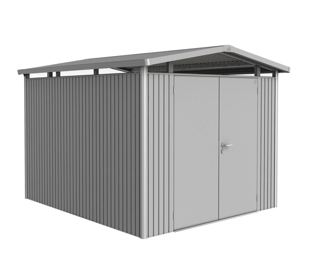 Biohort Gerätehaus Panorama® P5 Doppeltüre silber-metallic