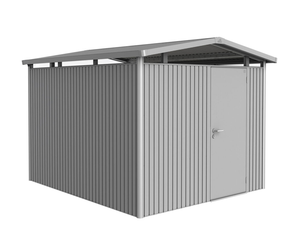 Biohort Gerätehaus Panorama® P5 Standardtüre silber-metallic