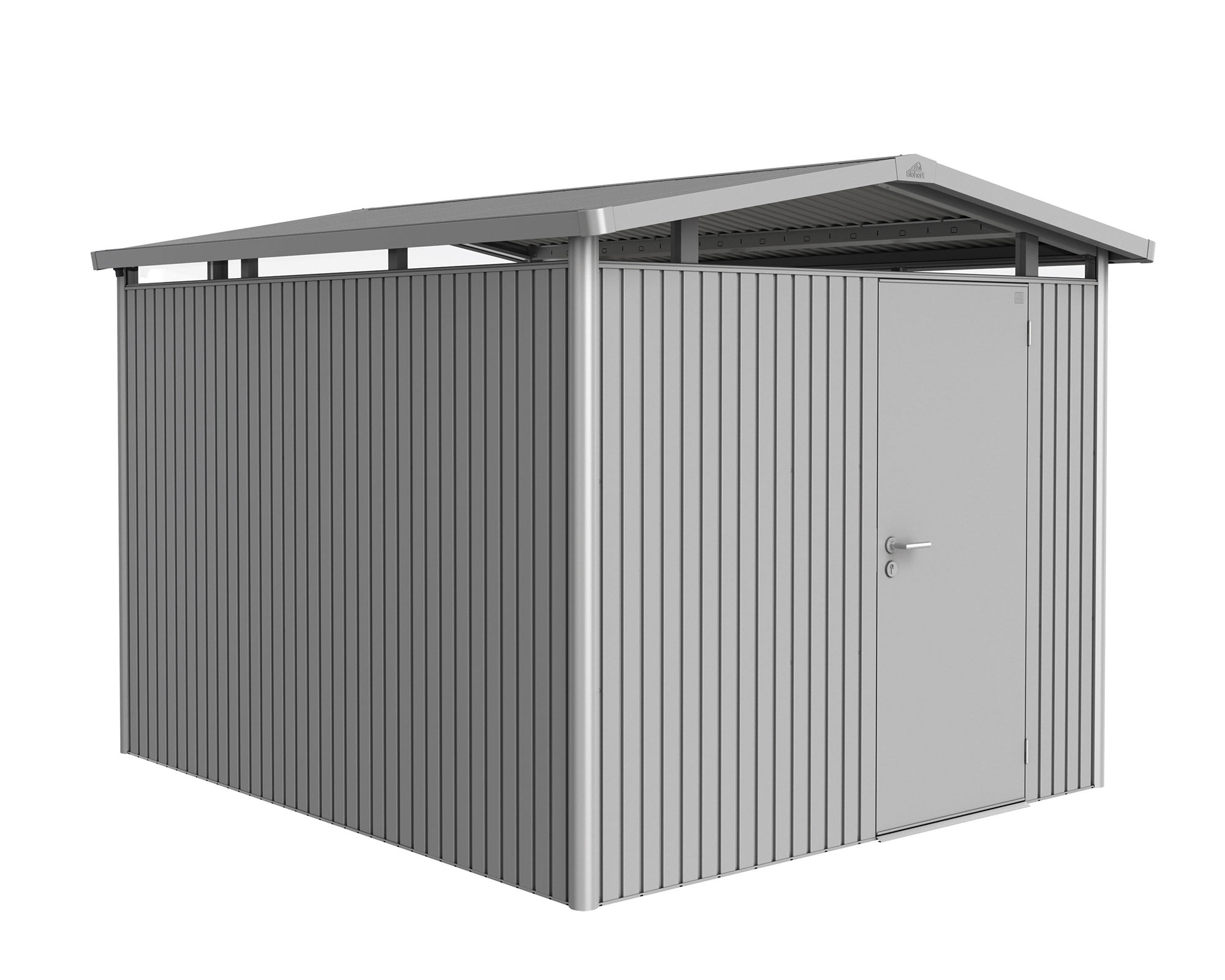 Biohort Gerätehaus Panorama® P5 Standardtüre silber-metallic